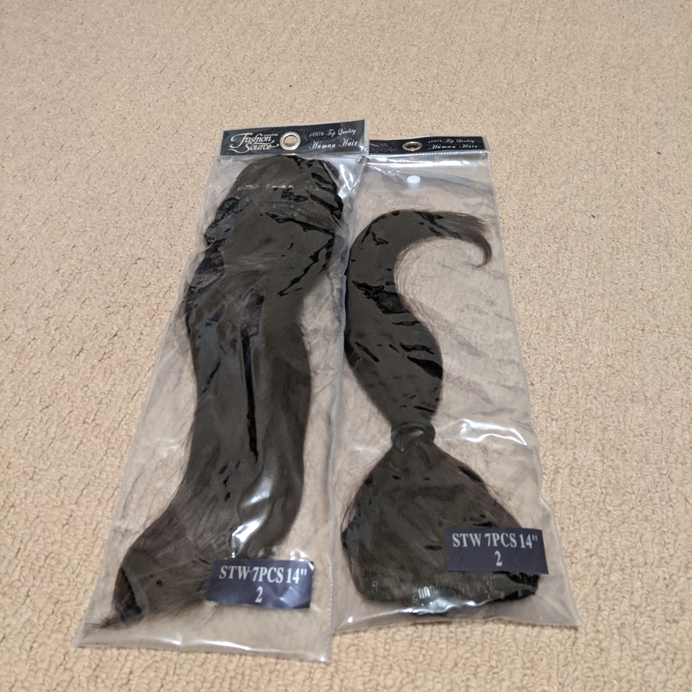 Dark brown real hair extensions